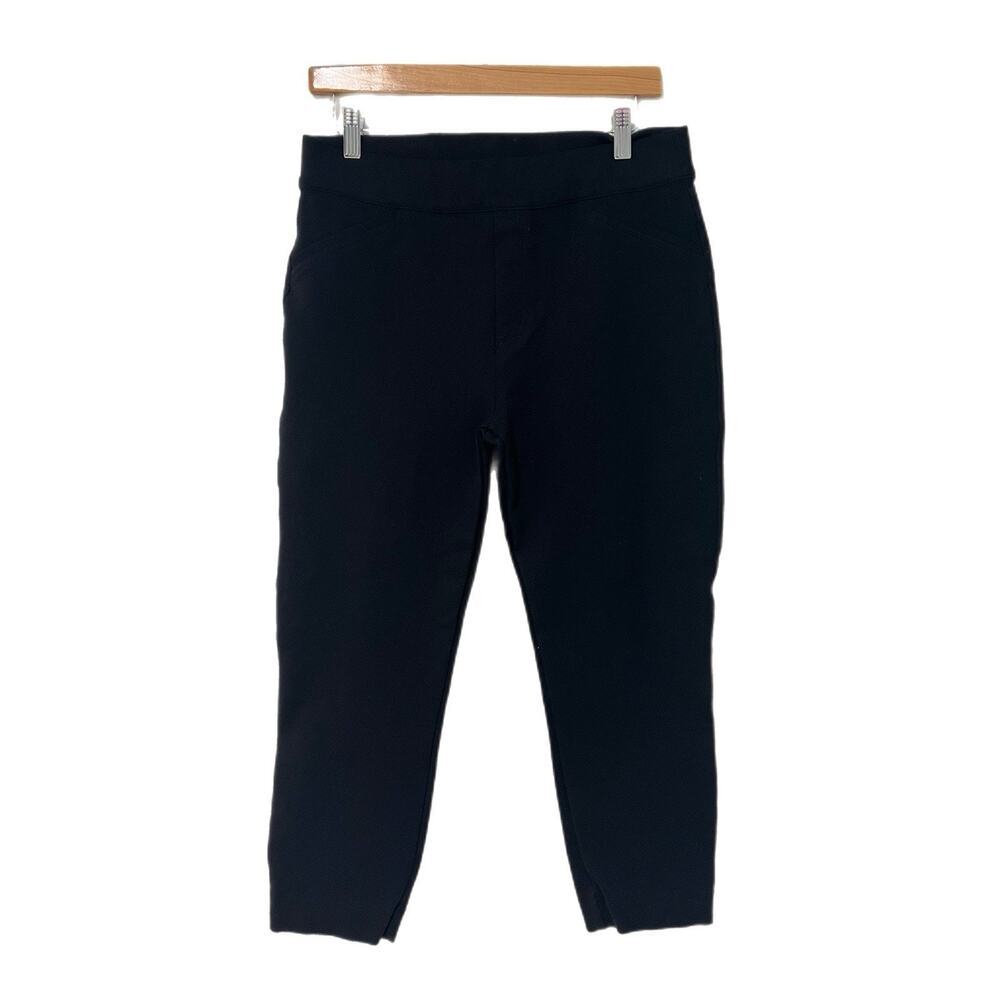 Spanx Womens High Rise Skinny Capri Pants Large Petite PL Black Pull On Stretch